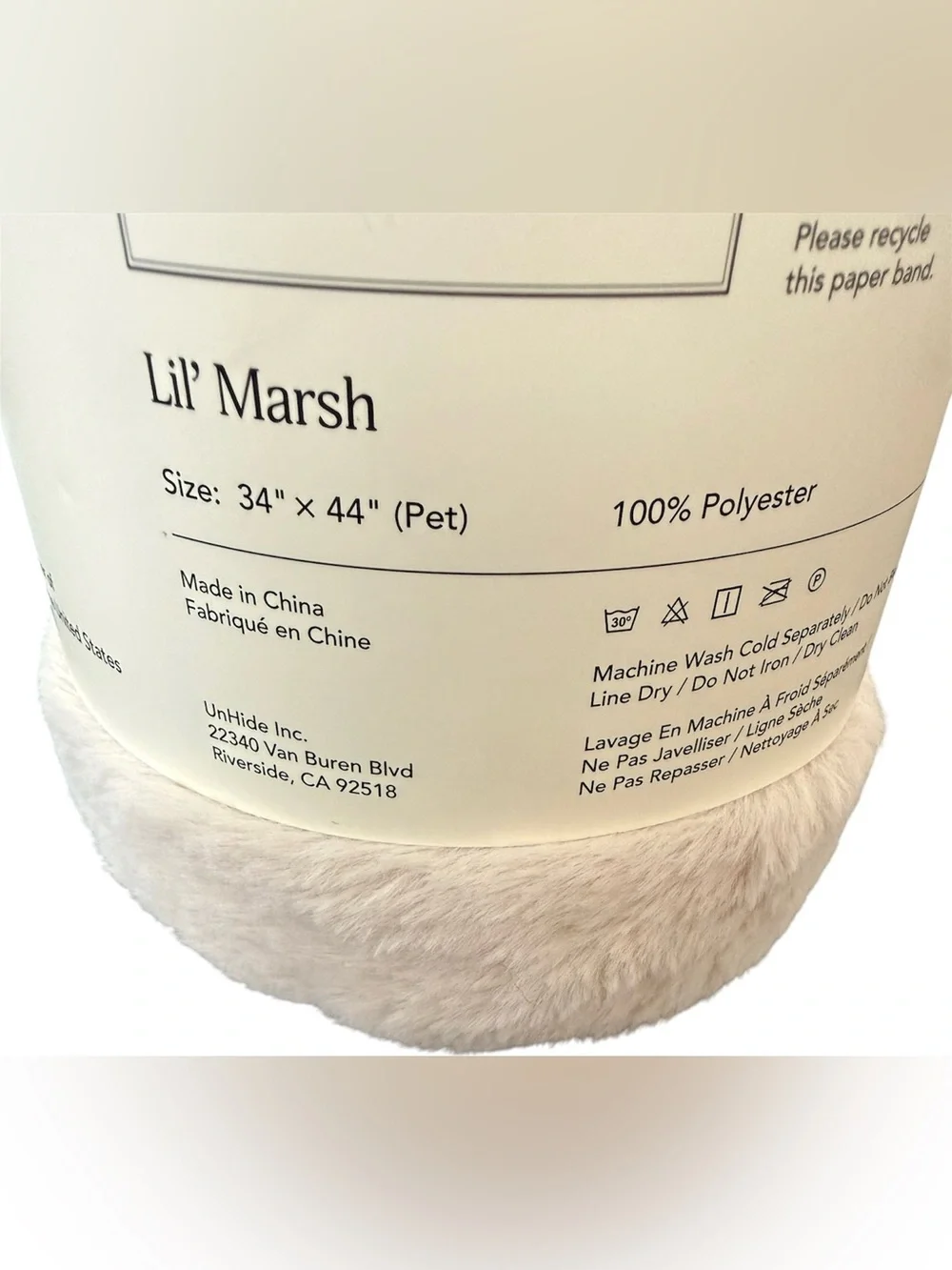 UnHide Lil’ Marsh Faux Fur Blanket 44” x 34” Beige Bear | Ultra Soft Cozy Throw